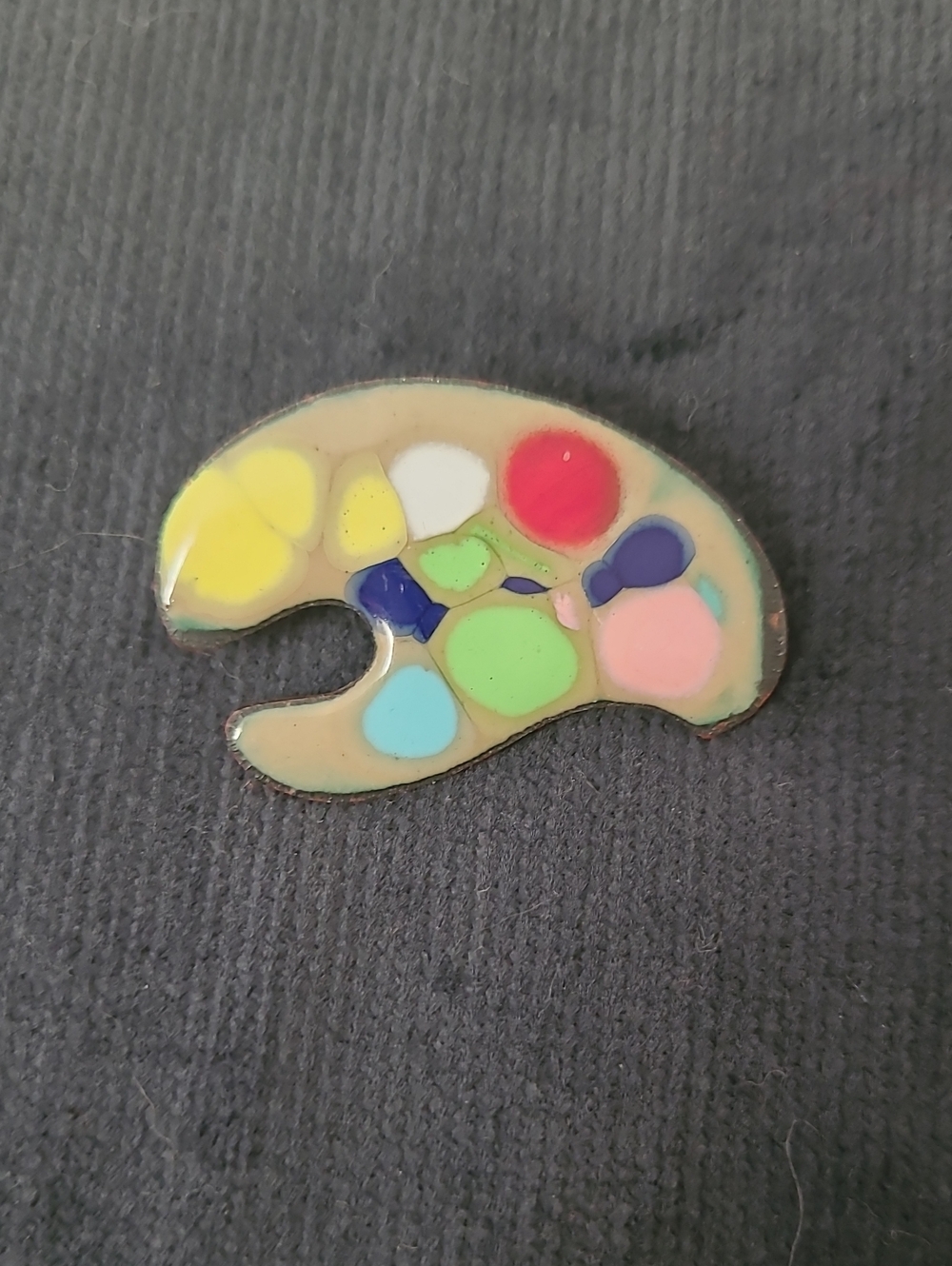 Colourful Handmade Artist Palette Enamel on Copper Brooch